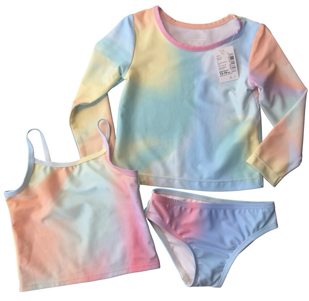 The Children’s Place Girls 3PC Swimsuit Set Tie Dye 12-18M NWT